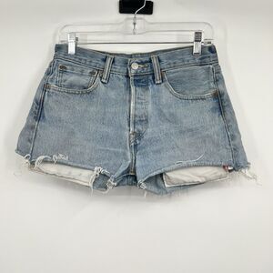 Levi’s 501 Jean Shorts Womens 28 High Rise Distressed Cutoff Button Fly Festival